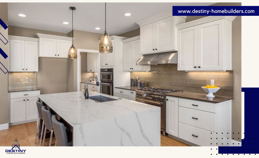 Bright kitchen with refaced white cabinets