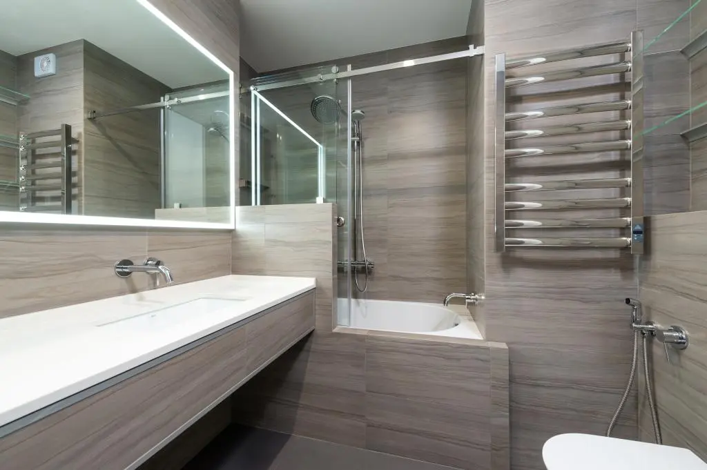 Bathroom remodeling project by General Contractor in Spring Valley showcasing walk-in shower, tile work, and modern fixtures