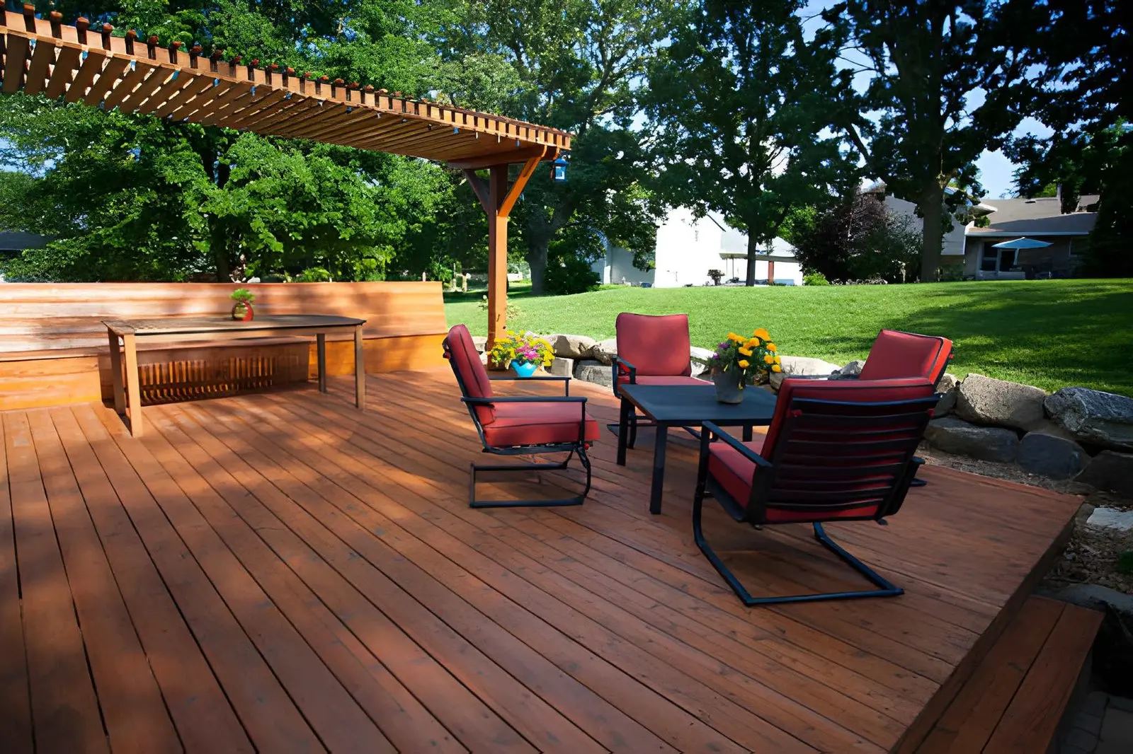 Elegant decks & outdoor patio area designed for relaxation and entertainment