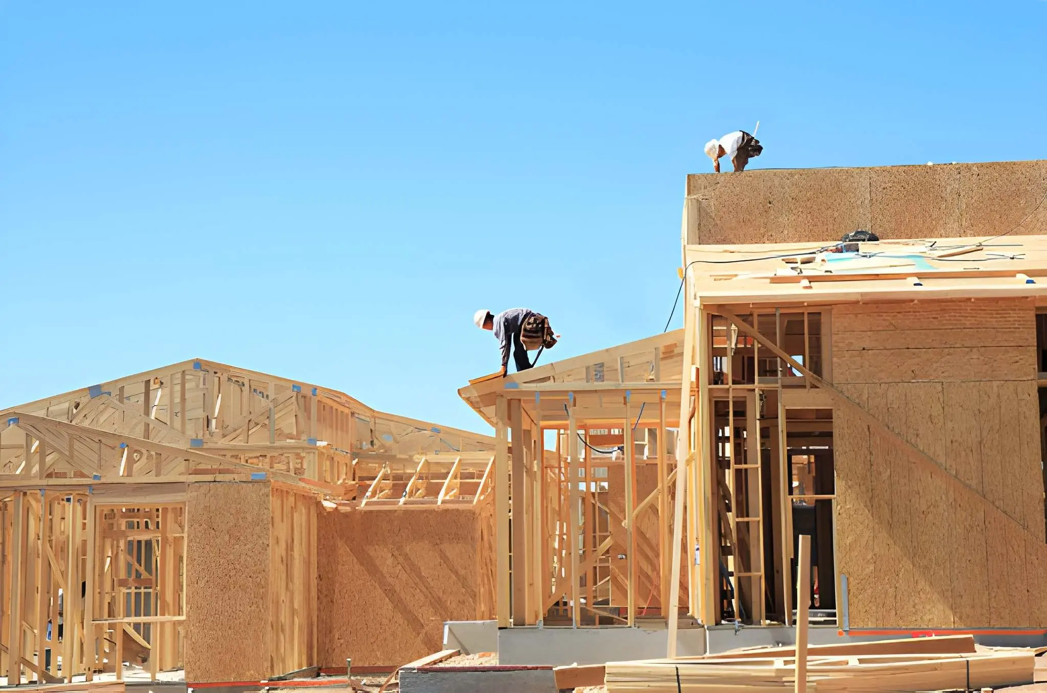 Residential Construction Company building modern house with skilled craftsmanship