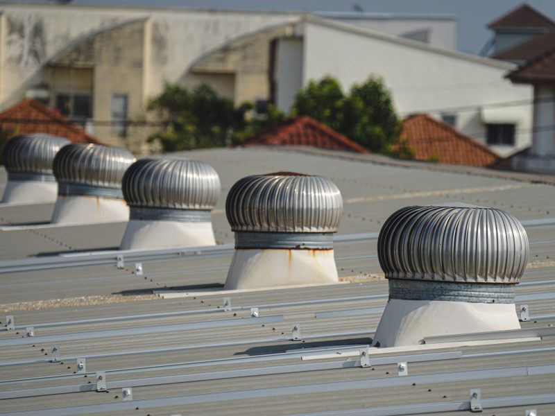 Ventilation of hot air inside the building over the roof